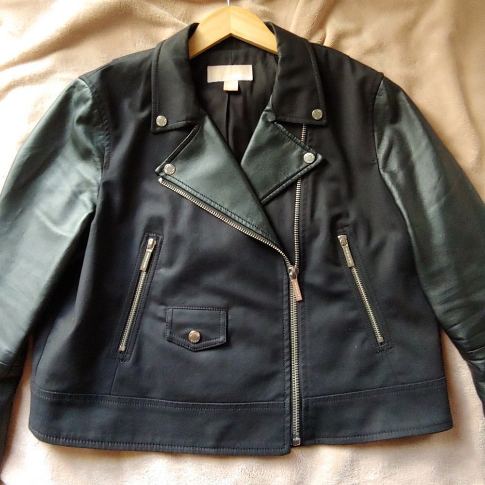Black Leather Michael Kors Jacket